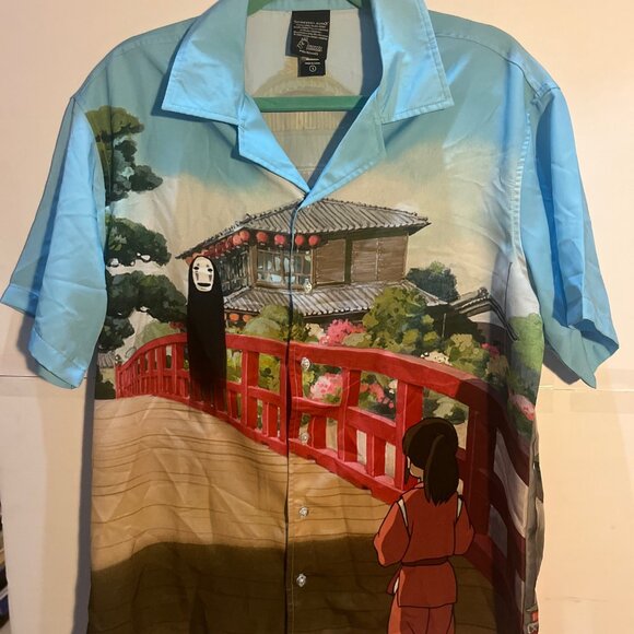 Spirited Away Bioworld Shirt Size S  Studio Ghibli  Scenic Print  100% Polyester - Picture 1 of 4